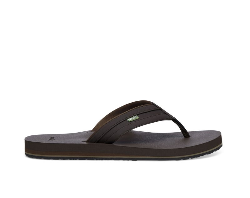 Sanuk Mens Ziggy Water-Friendly Dark Brown Flip Flops | WIEALD379